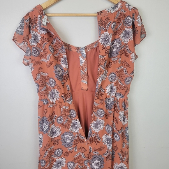 Madewell sheer sleeve button front midi dress floral burnt orange 4 - Picture 8 of 16